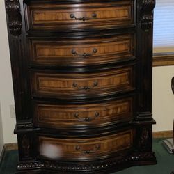 Stunning Tall Dresser With Ornate Detailed Carvings (And Hidden Side Panels) 
