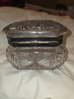 Antique American Brilliant hand cut crystal dresser/powder jar