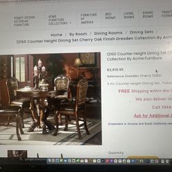 Counter Height Dinning Room Set– $2500 New