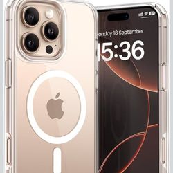 Lamicall Magnetic Case for iPhone 16 Pro Max, for Magsafe - [Clear & Anti Yellow][Military Grade Drop Protection