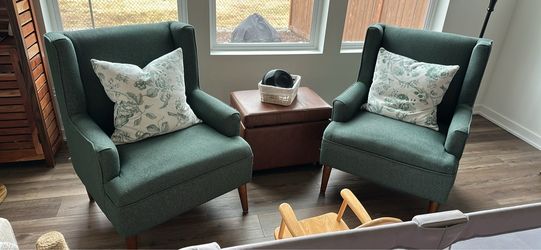 Green wingback chairs