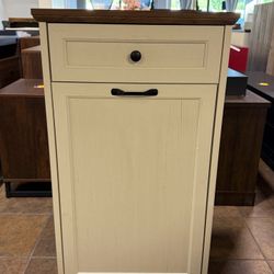 🔥Special Discount 🔥13 Gallons Tilt Out Trash Cabinet Freestanding Kitchen Trash Bin Cabinet Wood Garbage Recycling Cabinet with Hideaway Drawer Pet 