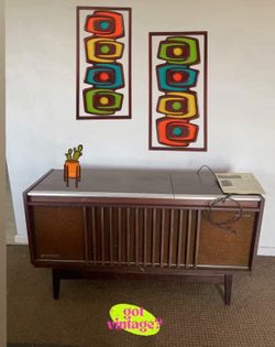 1960s Vintage Mid Century Modern Panasonic console record player cabinet