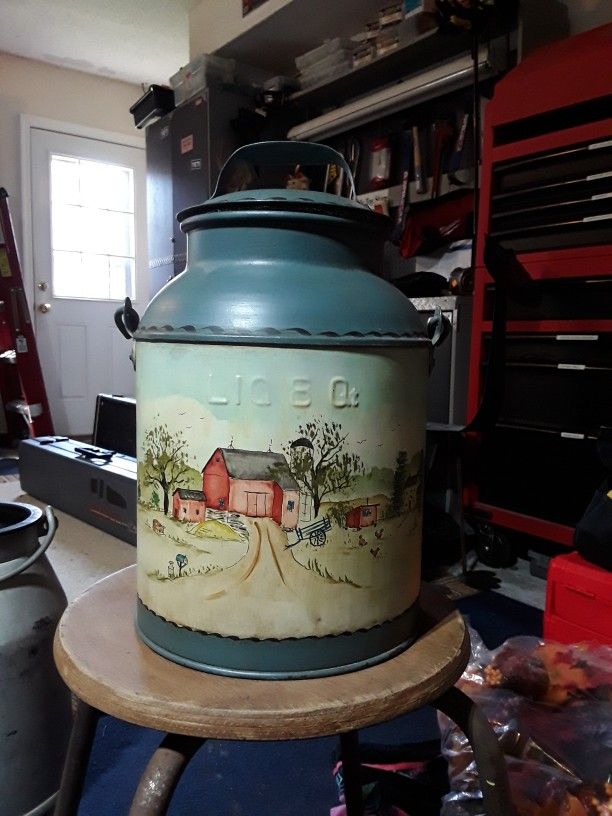 Vintage Painted Milk Can