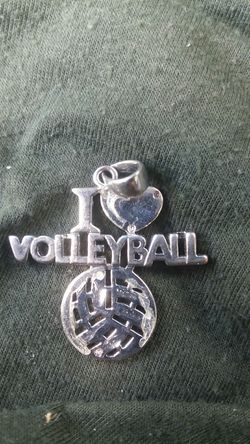 Silver charm "I love volleyball"