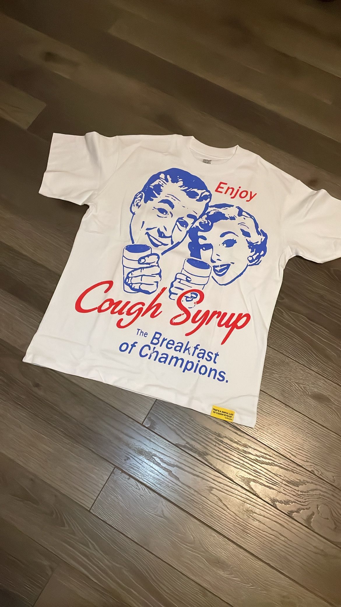 Awful Lot Of Cough Syrup t White/ Blue & Red