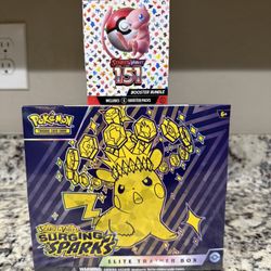Pokemon cards Surging Sparks ETB, Scarlet violet 151 Booster
