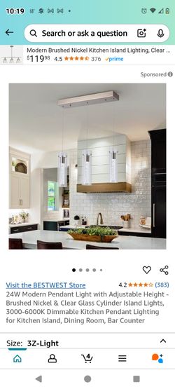 3  Light LED Kitchen Island Pendant Light