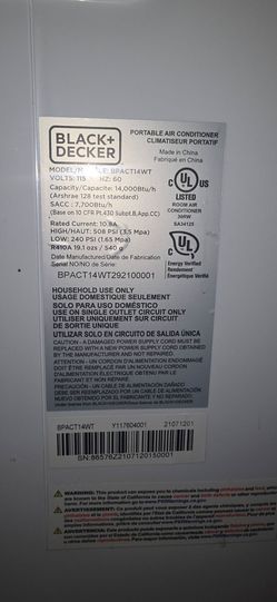 14,000 btu black amd decker ac