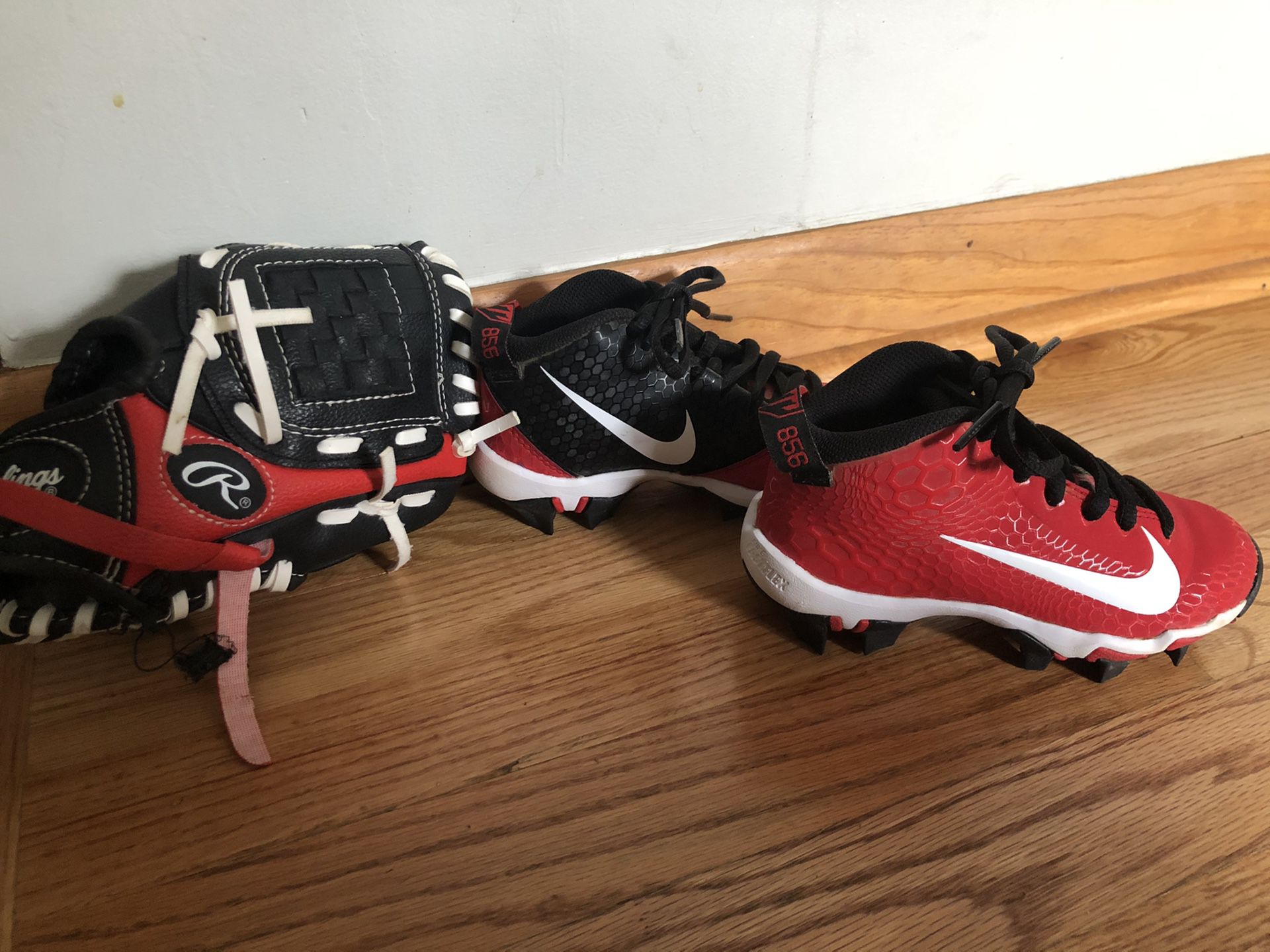 Nike Cleats and Rawlings Baseball Glove