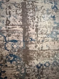Boho Modern 8X5 EXCELLENT CONDITION Abstract Area Rug Blue Gray Brown