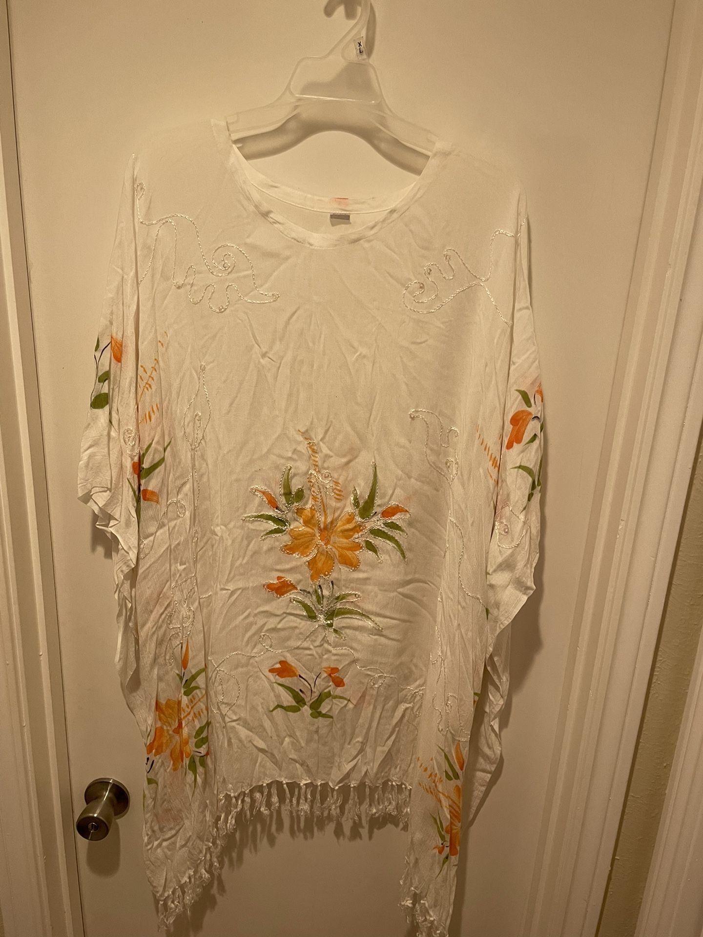 White Floral Print Kaftan