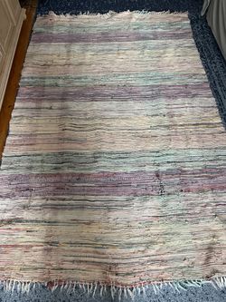 Multi Colored Woven Fringe Rug