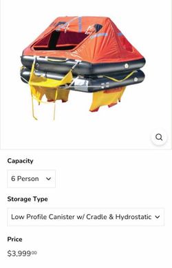 6 Person Elliott USCG SOLAS A Commercial Life Raft