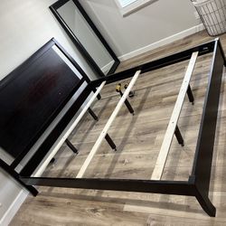 King size bed frame and box springs 
