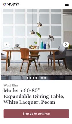Mid century modern white walnut dining table