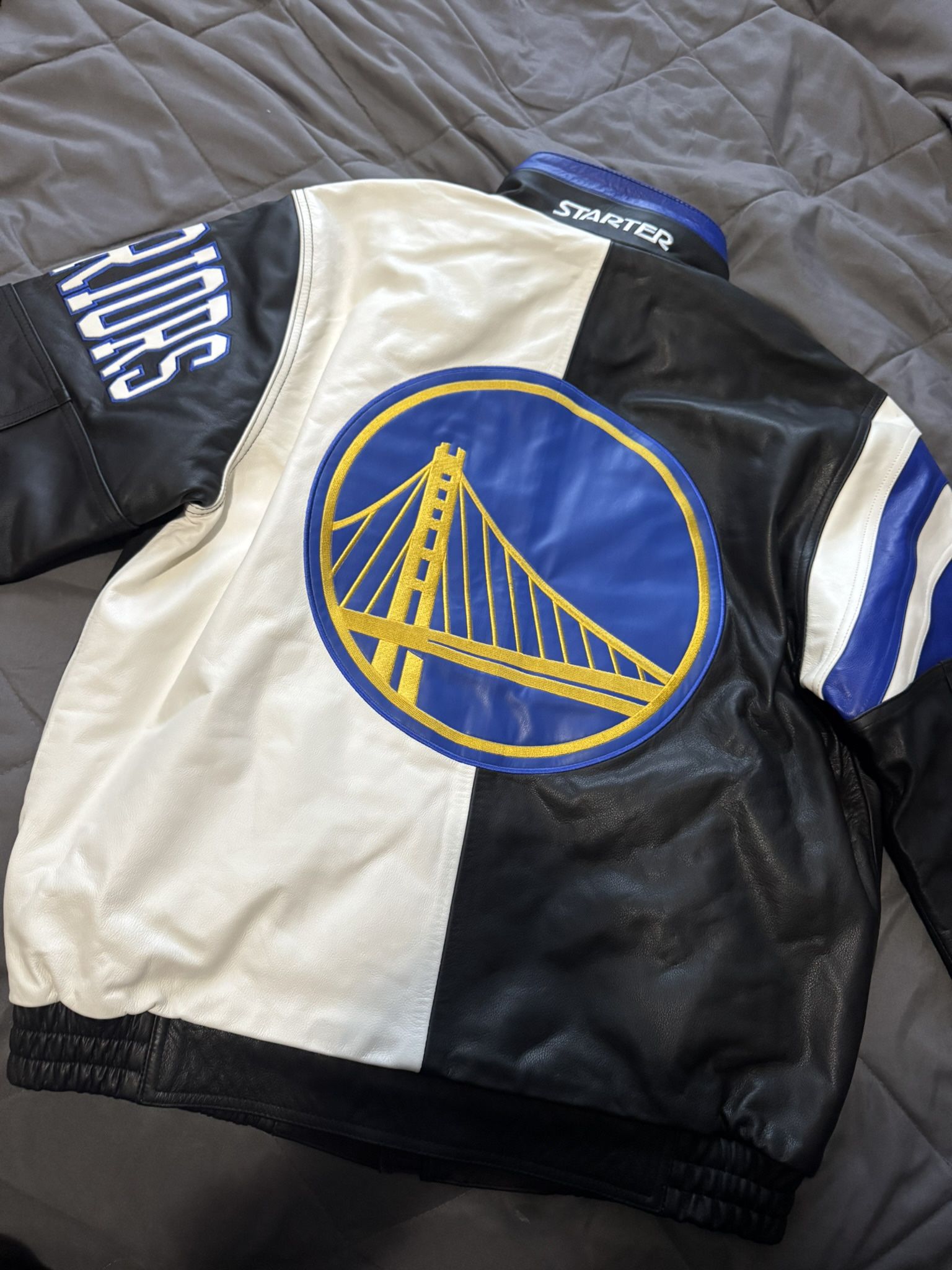 Starter Men’s Golden State Warriors Full Zip Leather Jacket Size M