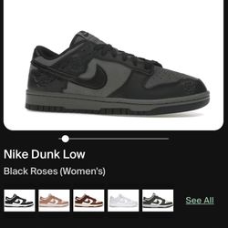 Size 9.5W Nike Dunk Low Black Roses