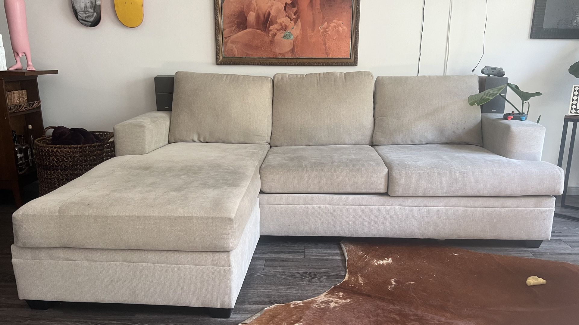 Beige sectional couch