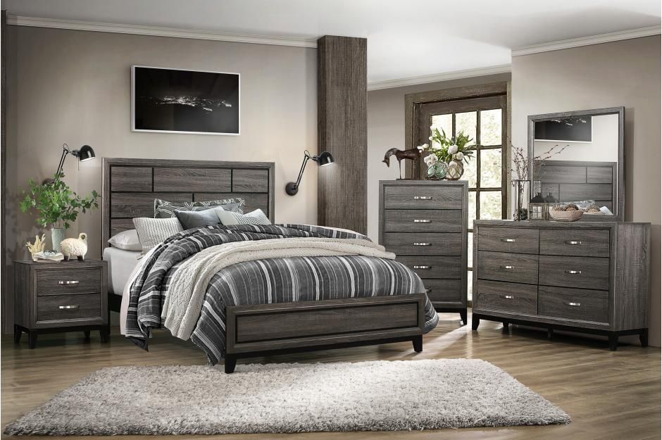 7 Piece Queen Bedroom Set In Grey Finish