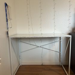  Xtra Folding Desk, White Marble/White