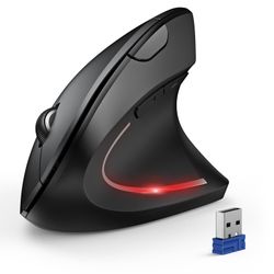 Ergonomic Mouse, Wireless Bluetooth Vertical Mouse, 4800 DPI Optical Tracking, 6 Adjustable DPI, Quiet Clicks, 2.4GHz With USB A Receiver, 12 Months B