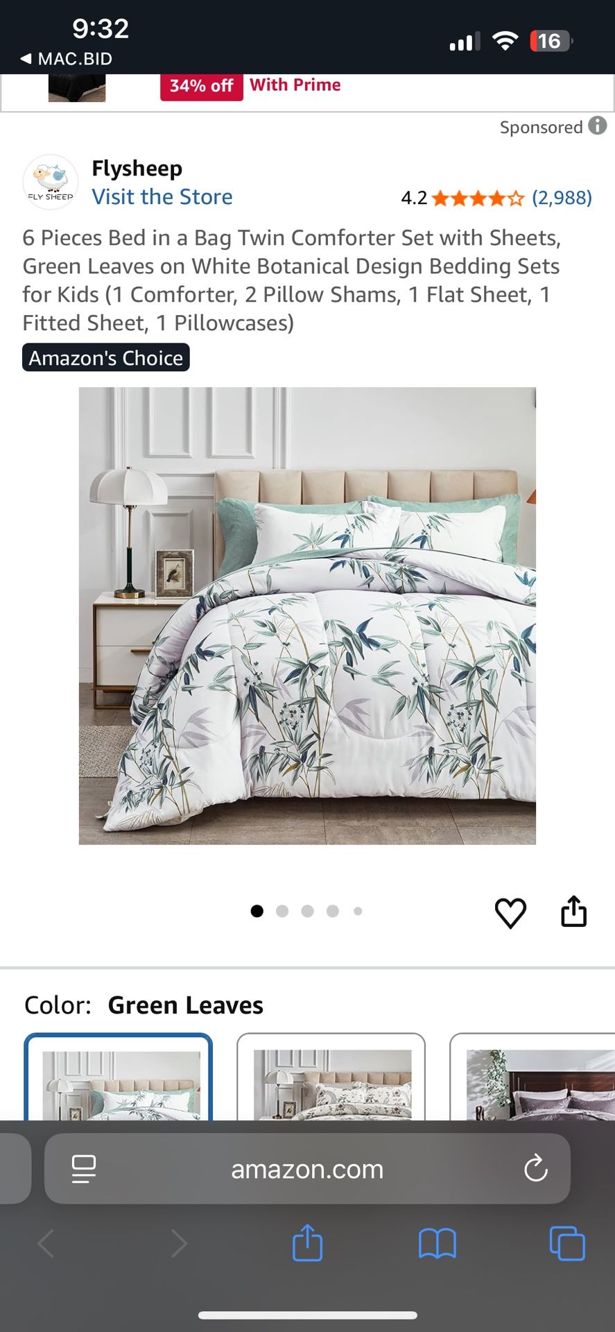 Flysheep Twin Size Comforter Set With Sheets