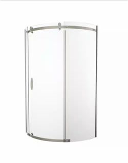 Delta 38 in. W x 72 in. H Round Sliding Frameless Corner Shower Enclosure in Stainless with Clear Glass