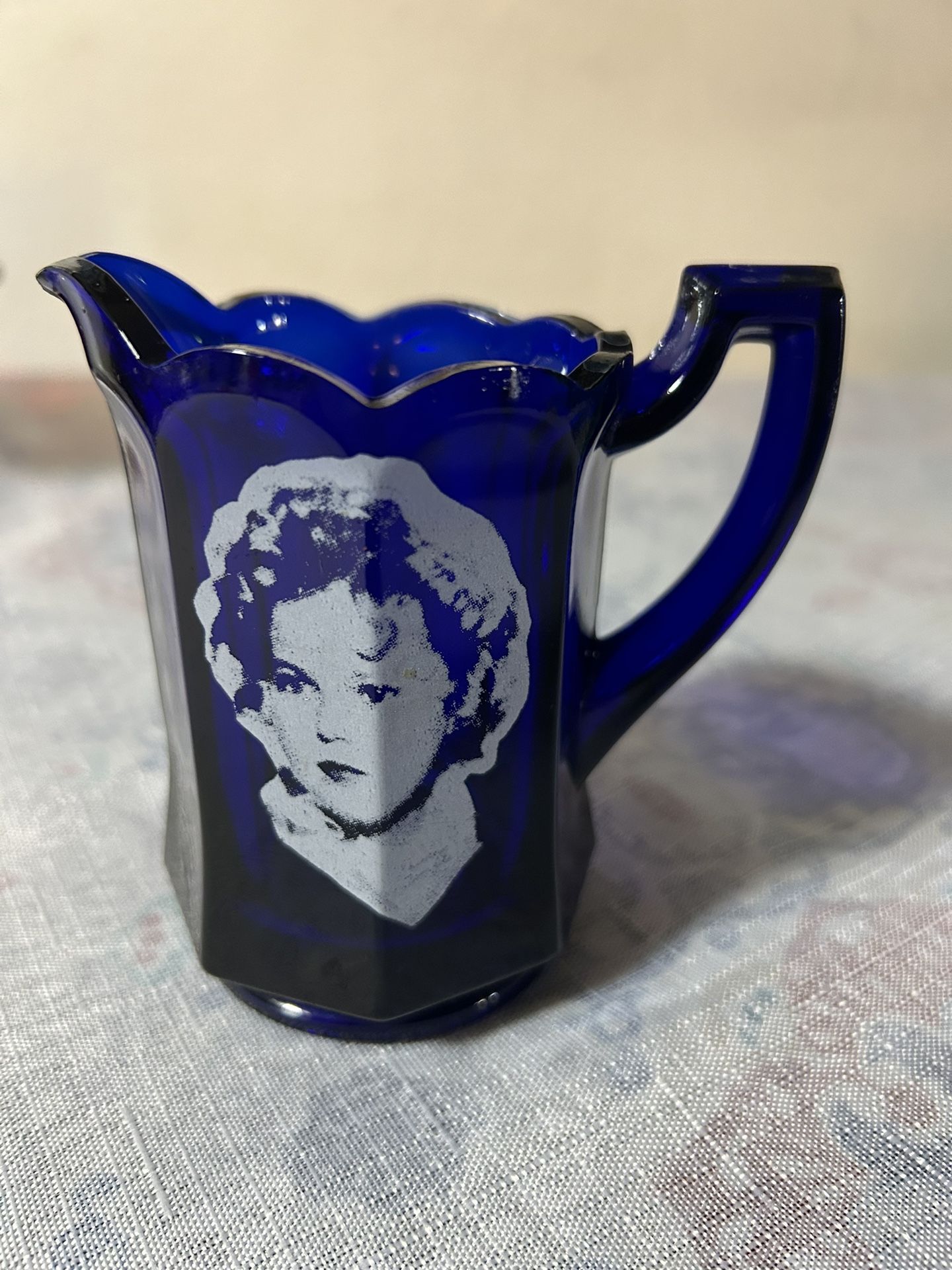 Shirley Temple Cobalt Blue Glass Creamer Pitcher
