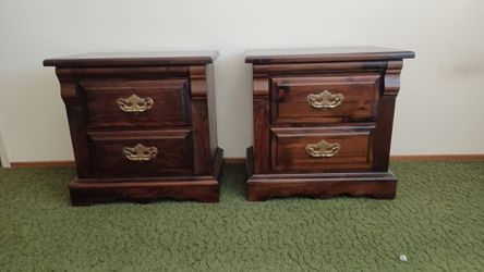 Pair of Wood 2-Drawer Nightstands