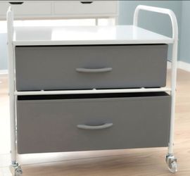 Mini fridge stand with storage (white and gray)