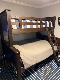 Dark Brown Wood Twin over Full Bunk Bed