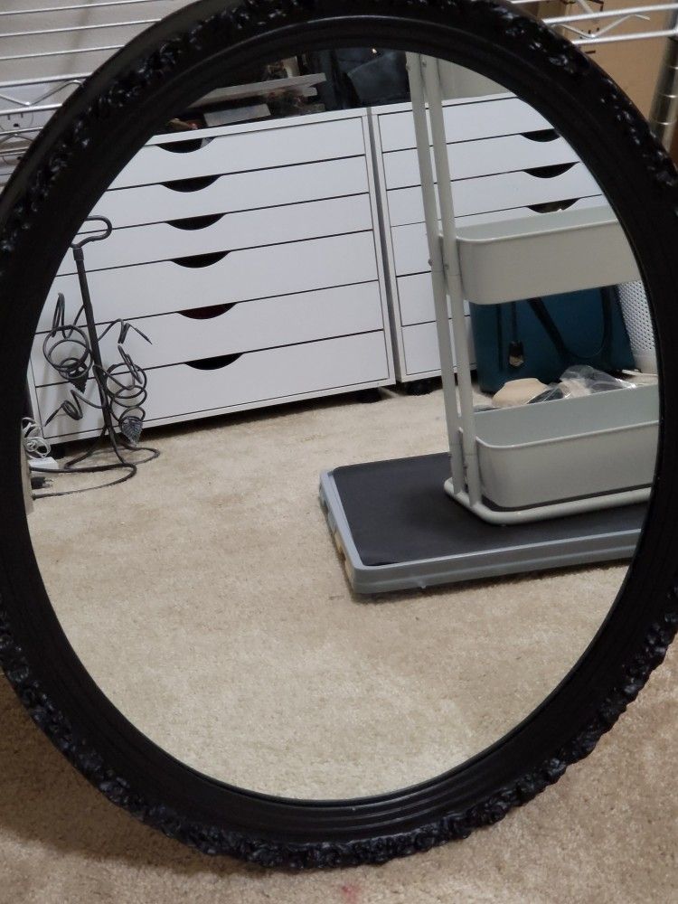 π€ Elegant Black Ornate Oval Mirror β 31β x 25β