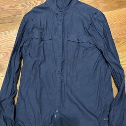 Calvin Klein Button Down Shirt Charcoal Gray Mens  