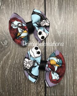 Jack and sally hair bow set