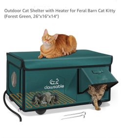 Indestructible Heated Cat House for Outside Cats Winter, 100% Weatherproof, Safe Escape Door, Insulated Outdoor Cat Shelter with Heater for Feral Barn