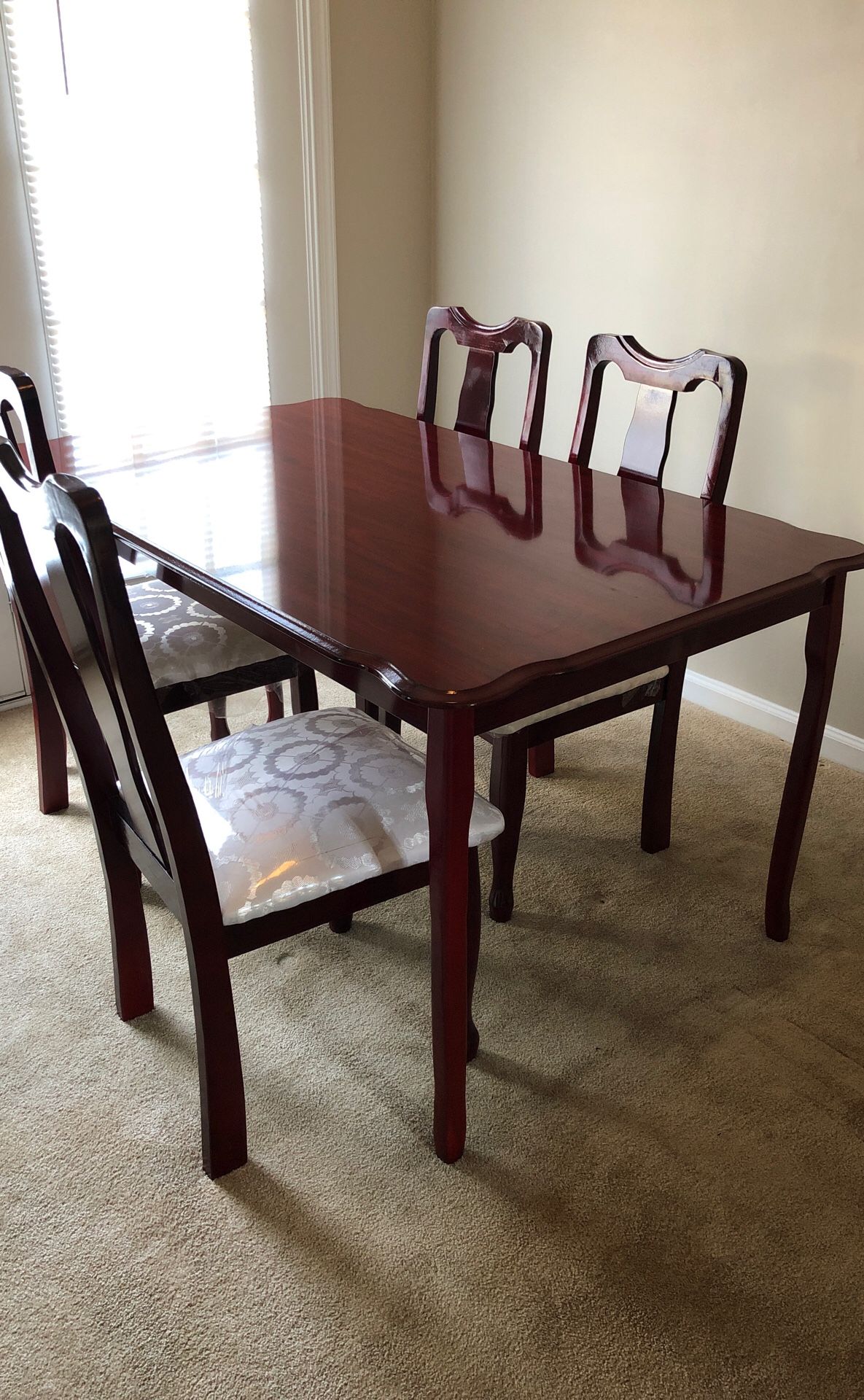 Cherry Wood Dining Table & 4 Chairs