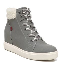 Dr. Scholl's Madison Hike Women's Wedge Faux Leather Sneaker Boots Faux Fur 11M