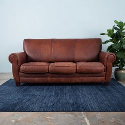 Elegant Patina Leather Sofa