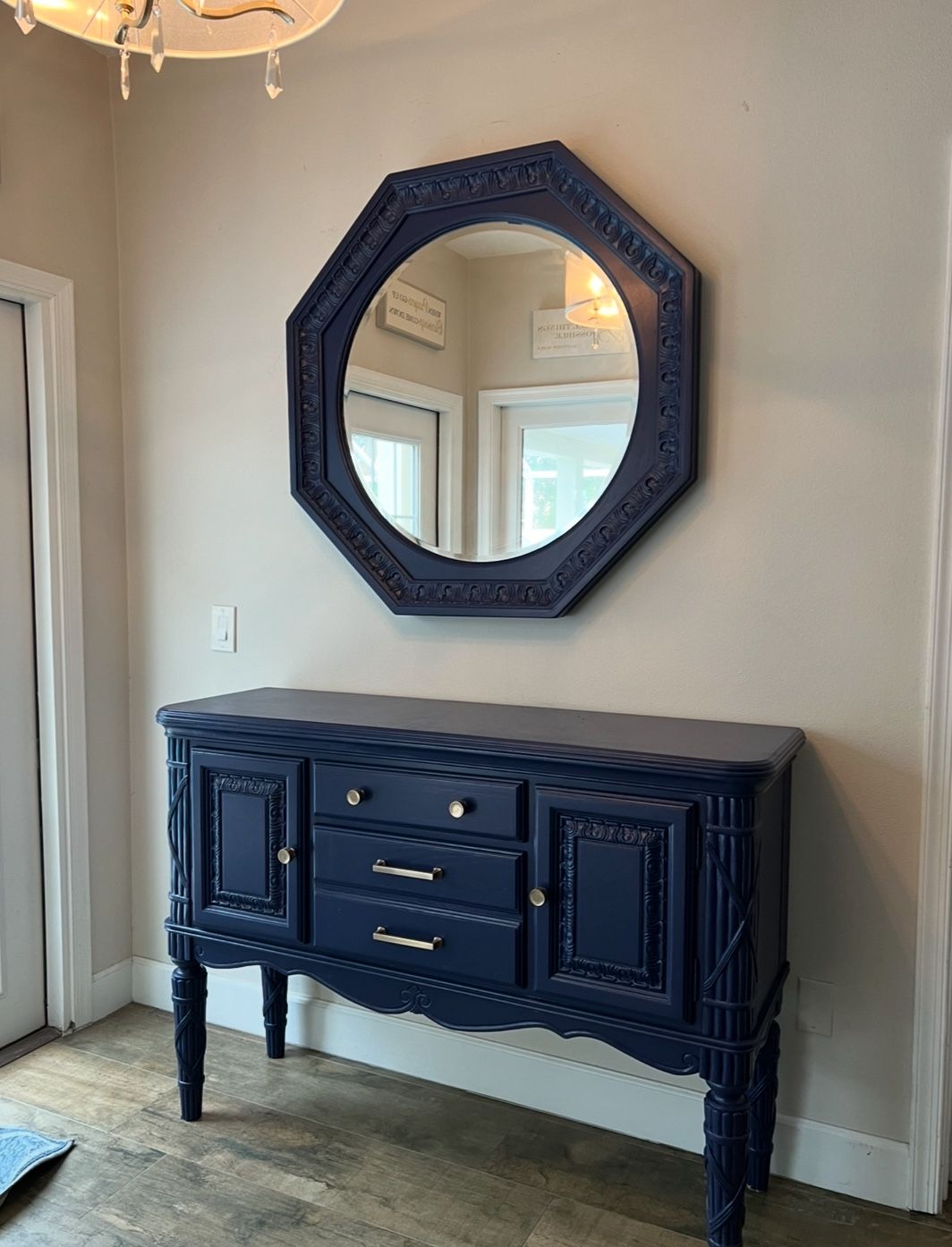 Refinished Cabinet Storage Hutch With Mirror