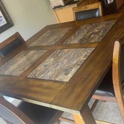 Solid Wood Pub Style Table W/ 4 Chairs