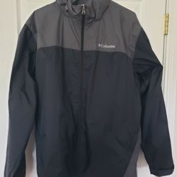 Columbia Jacket Mens Large Black Glennaker Lake II Rain Packable Full Zip Hood L