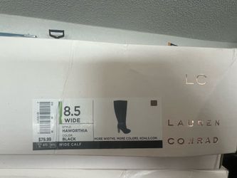 New LG Lauren Conrad Black Wide Calf Boots size 8.5 wide