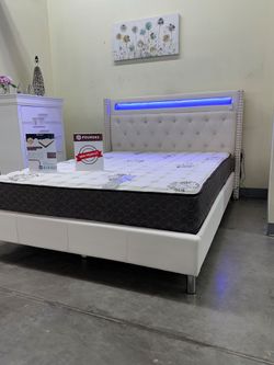 Queen Size Bed Frame With Led Lights / Mattress Included.   💥  Cama Queen Sizecon Luz Led /  Colchon Incluido