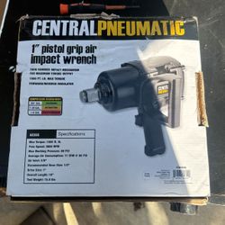 CENTRAL PNEUMATIC 1 in. Pistol Grip Air Impact Wrench, Twin Hammer, 1500 ft. Ibs. - Item 62355 / 62396