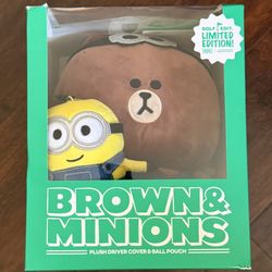 Line Friends MINIONS X BROWN & FRIENDS COLLECTION Driver Cover & Ball Pouch Brown & Bob
