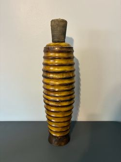 24in Tall Ribbed Textured Decorative Vase, Brown/Gold, Made in China