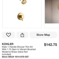 KOHLER Elate 1-Handle Shower Trim Kit With 1.75 Gpm In Vibrant Brushed Moderne Brass (Valve Not Included)