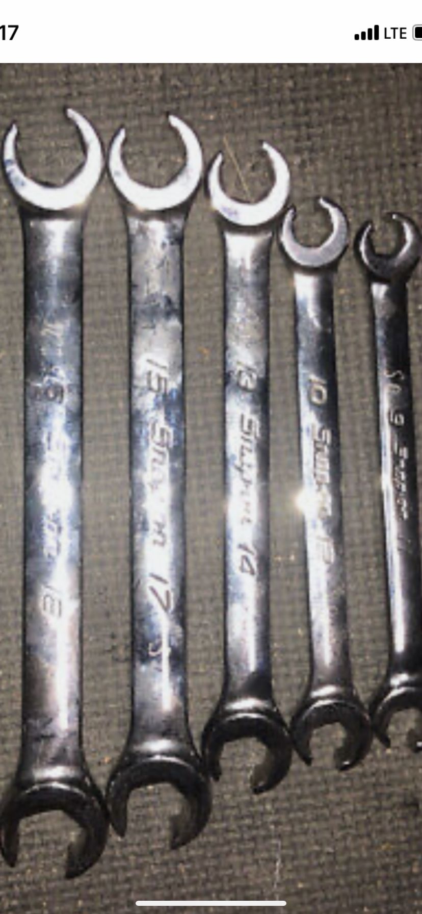 Snap On Line Wrench 5 Peice Set
