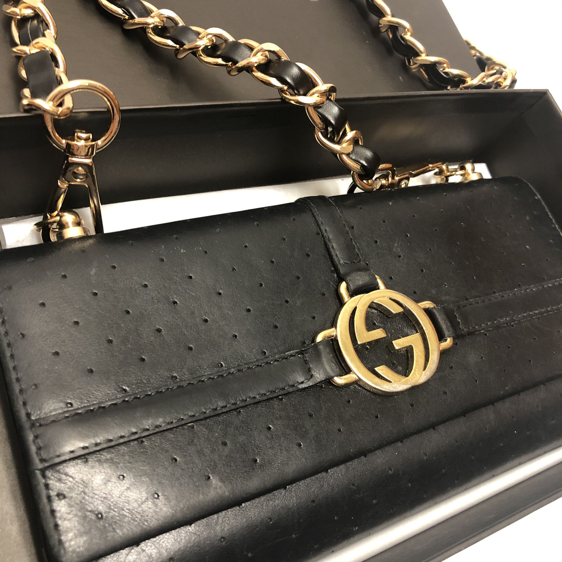 Gucci leather wallet on chain authentic